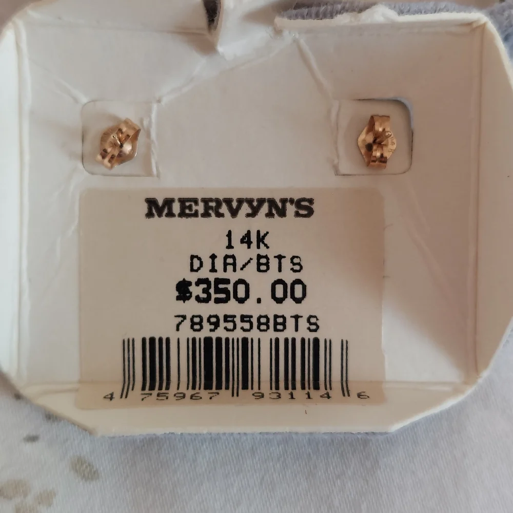 Vintage Mervyn's 14kt Gold, Diamond & Blue Topaz Earrings